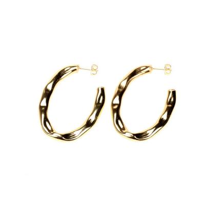 China Qufan CLASSIC 2021 Trendy Personality Twisted C Shape Gold Plated Vintage Circle Stud Earrings Geometric Earrings For Lady for sale