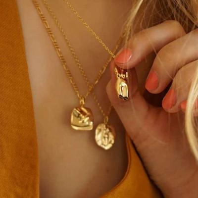 China FASHIONABLE Qufan 18k Gold Plated Titanium Steel Personalized Simple Body Jewelry Women Subtract Figure Face Human Body Pendant Necklace for sale