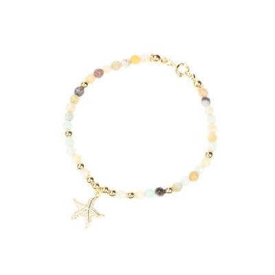 China New Qufan Bohemia Trendy Summer Fashion Jewelry Gold Color Shell And Starfish Geometric Shape Bracelet For Women for sale