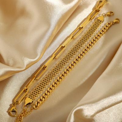 China Qufan 8mm Wide Punk Snake Chain18k Cuban Gold Plated Stainless Steel Jewelry Hip Pop Belt Chain Bracelets For Women for sale