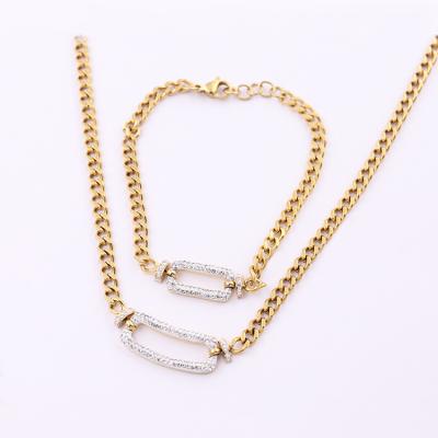 China Large Chunky Cuban Chain Bracelet & Necklaces set wholesale punk stainless steel for man for sale