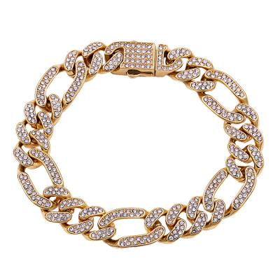 China Luxury Wholesale CZ Hiphop Stainless Steel Jewelry Gold Bracelet Figaro Chain Link Bracelet New Hiphop Iced Out Miami Cuban Bracelet for sale