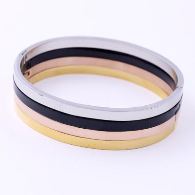 China Punk 4MM Stainless Steel Vacuum Bangle Plating Vacuum Bangle Customizable Bangle High Quality Polished Shiny Jewelry Steel Bangle for sale