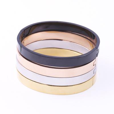 China High Quality IPG Custom Polished Shiny Jewelry 8mm Width Punk White Stainless Steel Customizable Bangle Gold Plating Bangle for sale