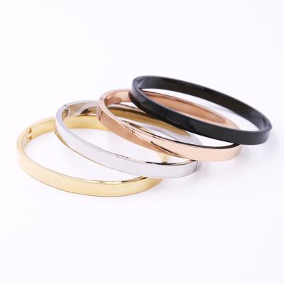 China 6mm Width Punk High Quality Customizable Vacuum Polished Vacuum Bangle Plating Shiny Stainless Steel Bangle Jewelry Steel Bangles for sale