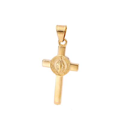 China Olivia Small Gold Saint St Benedict Cross Necklace Pendant Stainless Fashion Jewelry Punk Steel Pendant TRENDY For Man Gift for sale