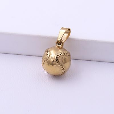 China Wholesale Gym Jewelry 18K Gold Sport Basketball Punk Pendant Round Stainless Steel Golf Pendant Charms Solid Baseball Charms for sale