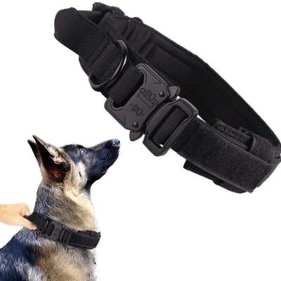 China Free Sample Personalized High Quality 2 Inch Large Heavy Duty Weighted Leather Dog Collars For Tactical Dog for sale