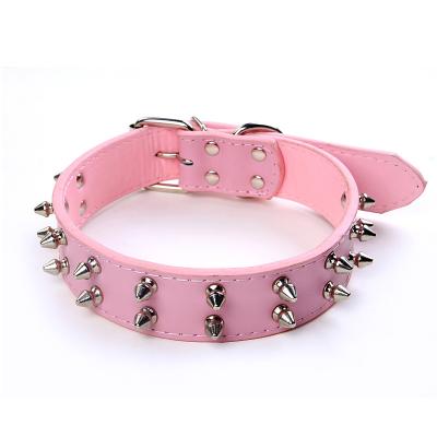 China Factory Suppliers Custom Protective Stylish Rivets Studded Wide Dog Collar With Metal Parts for sale