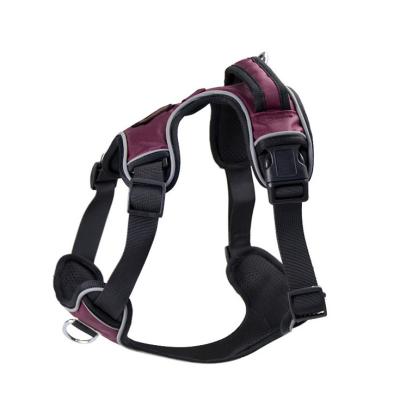 China Free Sample Factory Customized Premium Quality New Own Logo Custom Fabric Polyester Brown Dog Harness No Pull Set for sale