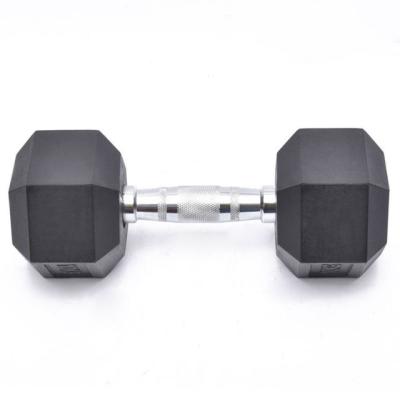 China Rubber Coated Hexagonal Pure Steel Dumbbells Gym Cast Iron Rubber Coated Dumbbells Te koop