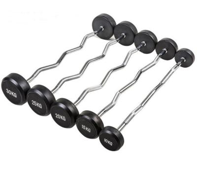 China Fixed Rubber Coated Barbell Long Bar Barbell Curved Bar Barbell Integrated Straight Bar for sale