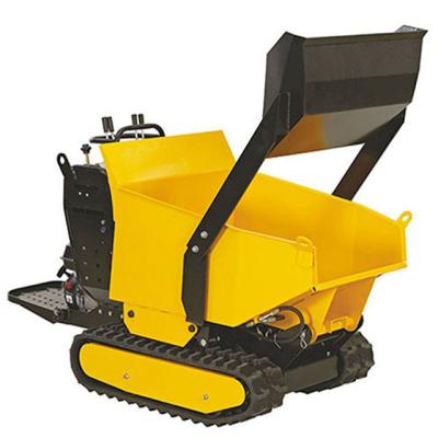 China Small Loading And Unloading Mini Truck Crawler Dumper With Electric Wheelbarrow Truck Start Hot Sales Garden Mini Dumper With Metal Tray for sale