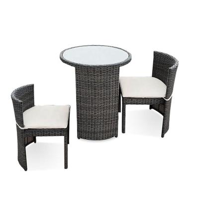 China Waterproof Outdoor Furniture 3pc Outside Poly Wicker Rattan Rattan Cafe Garden Patio Furniture Set for sale