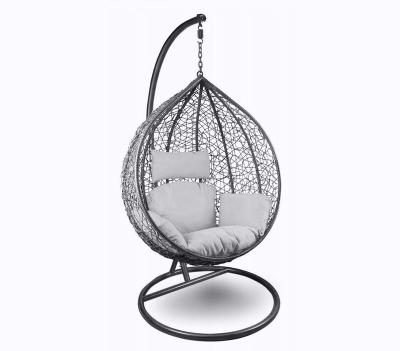 China Modern Outdoor Hanging Basket Chair Ceiling Egg Iron Rattan Swing Chair for sale