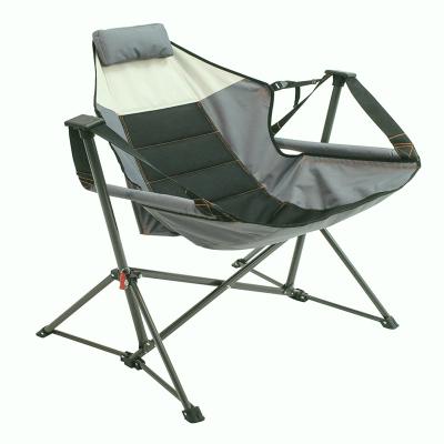 China Foldable Outdoor Chairs Folding Gray Foldable Hammock Chair Lounger Recliner Camping Rocking Chairs with Carry Bag for sale