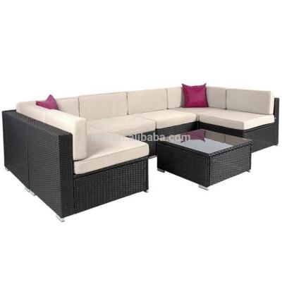 China Outdoor Steel Weather Furniture PE Rattan Patio Sofa Set Garden Set Furniture for sale