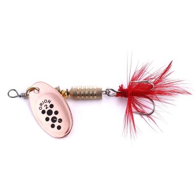 China Wholesale 5.3g Spangle Metal Factory Price 6.5cm Spangle Baits Metal Spoon Spinner Fishing Lures With Red Feather Hook for sale