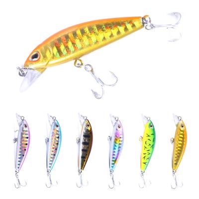 China Wholesale ABS Hengjia 5.5cm 6.6g Artificial Blood 6.6g Hard Plastic Slot Hook Minnow Bait Stick Bait Minnow Fishing Sinking Lures for sale