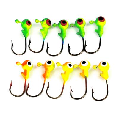 China Wholesale High Quality 1.75g ​​5pcs/bag Eye Round Head Jig Fishing Lures Mini Lead Head Hook Mini Big Lead Hook for sale