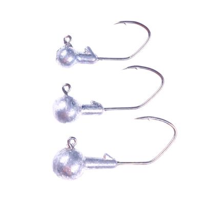 China Wholesale 1.75g/3.5g/5.25g Fishing Tackle Hook Around Ball Shape Lead Head Build Barbed Hooks for sale