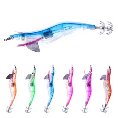 China Wholesale Hengjia 10.5cm Plastic Hard Plastic Shrimp Jigging Artificial Electronic Light Lures ABS 15g LED Light Lures for sale