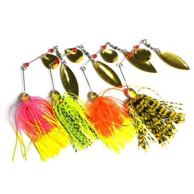 China Wholesale 14.8g ABS Metal Hard Plastic Blade Spoon Spinner Bait Fishing Lures With Silicone Skirts for sale