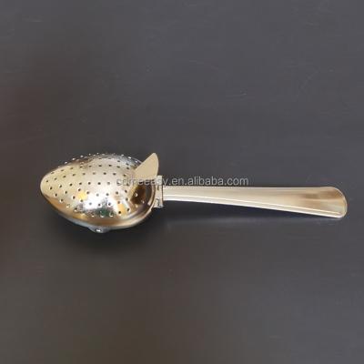 China Luxury Morden Sliver Metal Tea Infuser 304 Stainless Steel Tea Strainer Spoon for sale