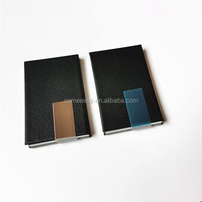 China Business Card Holder Business Card Holder ID Credit Women Men Fashion Metal Card Case PU Leather for sale