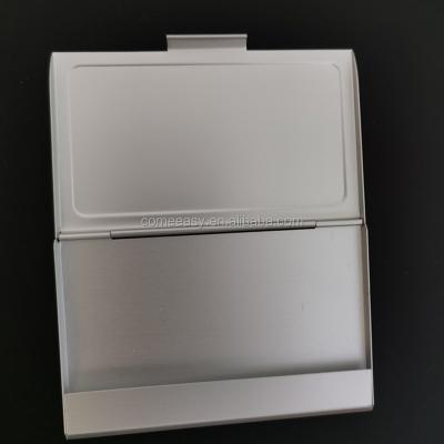 China Metal Business Card Holder / Aluminum Name Card Case In Silver Color for sale