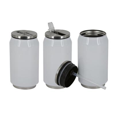 China Sustainable 280ml 9oz Sublimation Stainless Steel Coke Can With Straw for sale