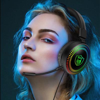 China 120Â ° Top Selling Microphone AKZ-019 Amazon RGB Gaming Headset 3.5mm Led Lightweight Wired Headphones With Detachable MIC for sale