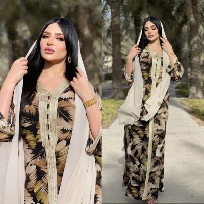 China OEM Polyester ODM Muslim Floral Jalabiya Loose Hijab Dress Moroccan Kaftan Eid al-Adha Dubai Abaya 2021 Turkish Islamic Women Clothing for sale