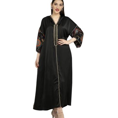 China Abaya 2021 Vintage Long Dress Ethnic Muslim Women Middle Eastern Clothing Jalabiya Dubai Turkey Arabic Moroccan Black Hooded Kaftan for sale