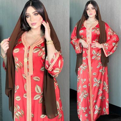 China Long Sleeve Muslim Dress New Muslim ODM OEM ODM Printed Maxi Dress Arabic Oman Middle East Turkey Jalabiya Dubai Morocco Islamic National Costume for sale