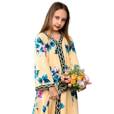 China Fashion Mother Daughter Dress Fall 2021 Ethnic Floral Family Outfits Loose Muslim Middle East Kids Mom Girls Matching Clothes for sale