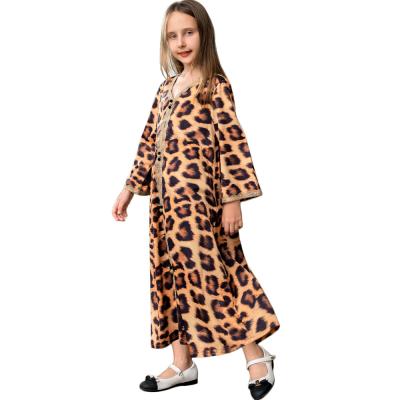 China 2021 Arab Middle Eastern Fashion Leopard Print Family Muslim Casual Loose Ethnic Elegant Outfits Middle East Clothing for sale