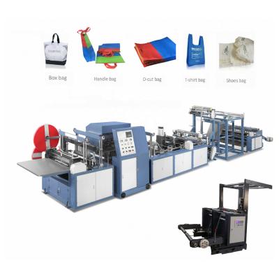 China High Speed ​​Automatic Hotel Non Woven Fabrics Handle Box D Cut T Shirt Shoes Vest Bag Making Machine for sale