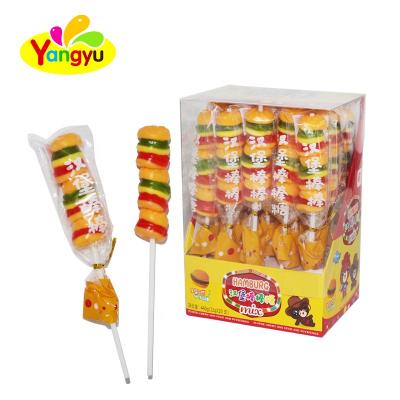 China Normal 3 In 1 String Jelly Lollipop Gummy Soft Candy Burger for sale