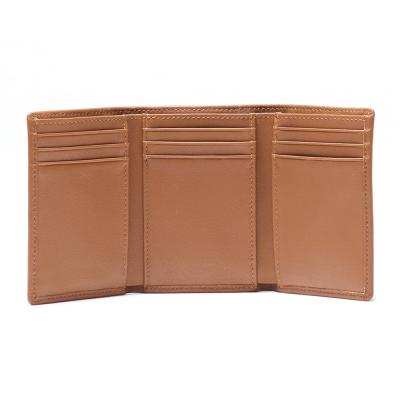 China Fashionable RFID Trifold Slim Custom Cow Leather Wallet For Men With Card Wallet for sale