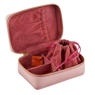 China 2021 Leather Luxury Leather Organizer Necklace Ring Earring Jewelery Storage Case Jewelry Box for sale