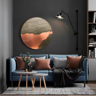 China New Classic/Postmodern Golden Abstract Art Handmade Landscape Painting on Stainless Steel-Copper Metal Wall Decor for sale