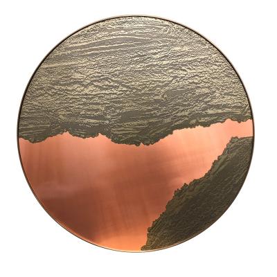 China New Classic/Postmodern Golden Abstract Art Handmade Landscape Painting on Stainless Steel-Copper Metal Wall Decor for sale