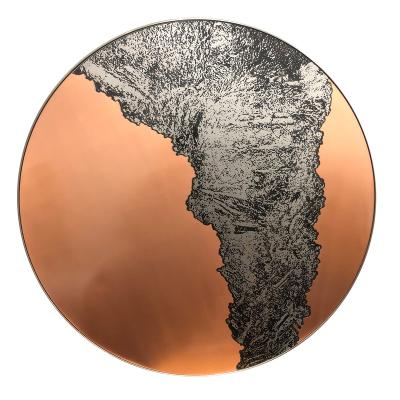 China New Classic/Postmodern Golden Abstract Art Handmade Landscape Painting on Stainless Steel-Copper Metal Wall Decor for sale