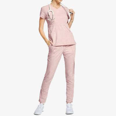 China Breathable Wholesale Custom Plus Size Hospital Scrubs Polyester / Rayon / Spandex Uniform Soft Stretch Nursing Scrub Set For Women for sale