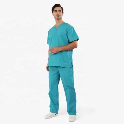 China Breathable V-Neck Scrub Tops Easy Care Workwear With 3 Pockets Scrub For Men for sale