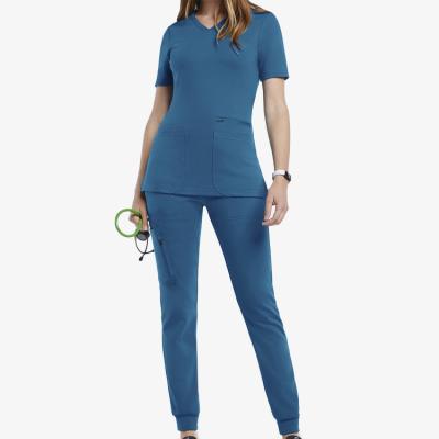 China 2021 Breathable Medical Comfortable Cotton Scrubs New Designs Elastic Pants Health Care Anti Wrinkle Women Doctor Uniform For Hospital for sale