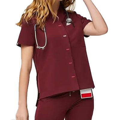 China Latest Breathable Customized Medical Scrubs Short Sleeve Nursing Hospital Uniform Clinic Scrub Top For Women for sale