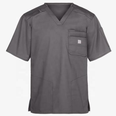 China Breathable Modern Doctor Workwear Medical V-Neck Scrubs Nursing Uniform Men Scrub Top for sale