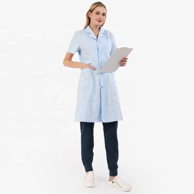 China New Design Comfortable Blue Care-scrub Short Sleeve Lab Coat for sale